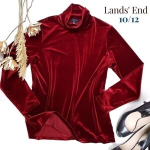Lands End Valentine Velour Turtle Neck Sweater Top Size M / P ( 10 - 13 …